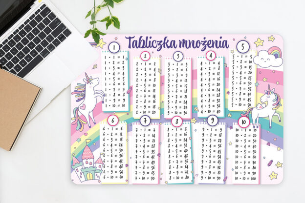Podkład B3 TABLICZKA MNOŻENIA UNICORN TĘCZA