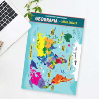 Karta edukacyjna 4 strony składana GEOGRAFIA - ŚWIAT