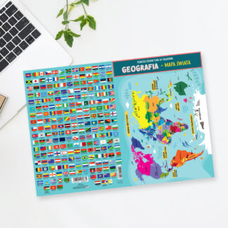 Karta edukacyjna 4 strony składana GEOGRAFIA - ŚWIAT