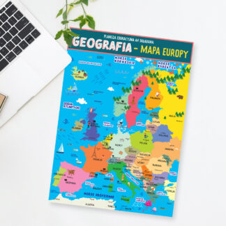Karta edukacyjna 4 strony składana GEOGRAFIA - EUROPA