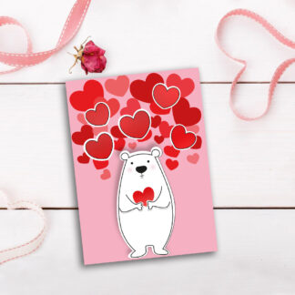 Karnet B6 Walentynki BIAŁY MIŚ