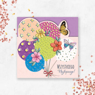 Karnet wycinany KW BALONY Z MOTYLAMI