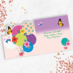 Karnet wycinany KW BALONY Z MOTYLAMI