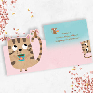 Karnet wycinany KW KOT Z MYSZKĄ